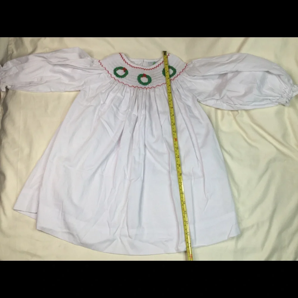 Fisch & Bry Christmas Wreath Smocked Dress 5